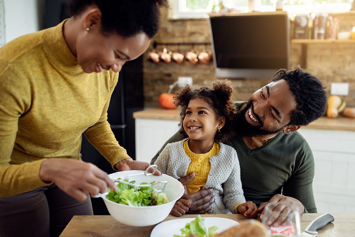 Family enjoying dinner